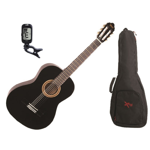 VALENCIA 1/2 SIZE CLASSICAL GUITAR PACK BLACK