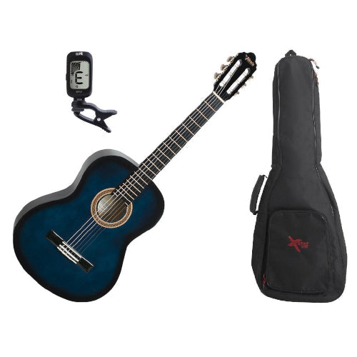 VALENCIA FULL SIZE CLASSICAL GUITAR PACK BLUE