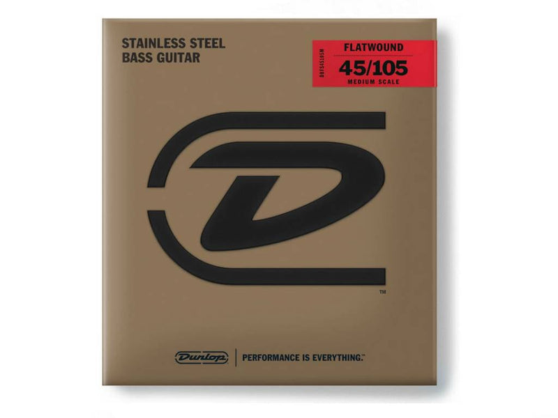 Dunlop Stainless Steel Flatwound Medium Scale Bass Strings